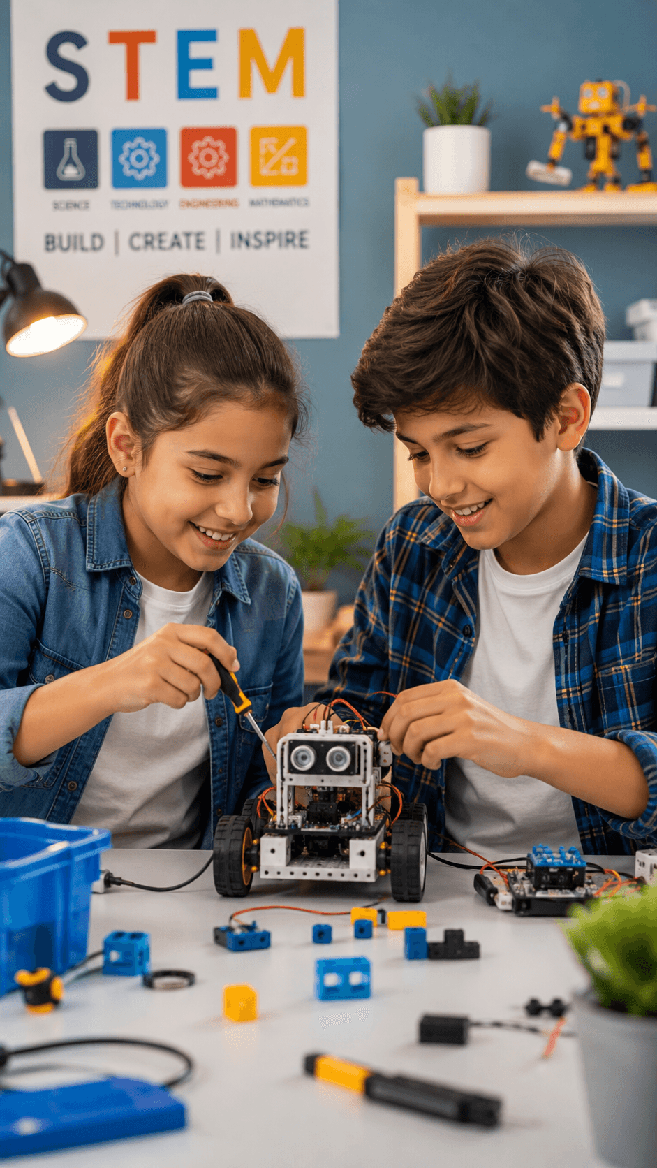 Two children growing their maker skills together