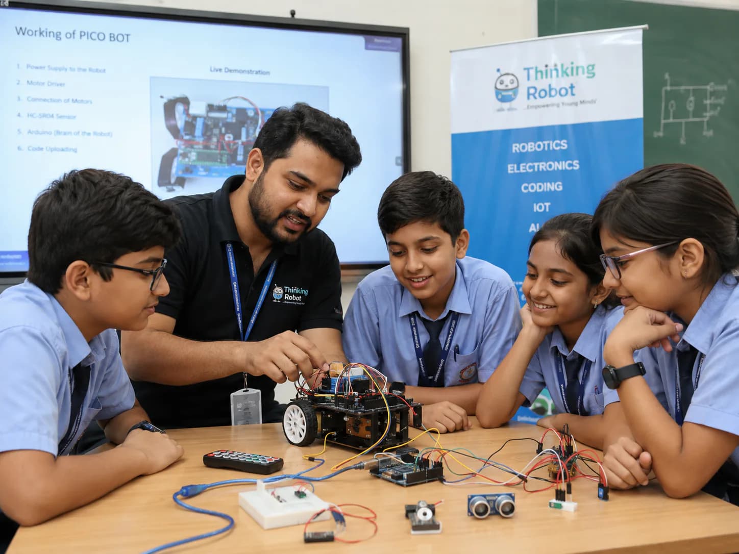 Students enjoying a robotics workshop