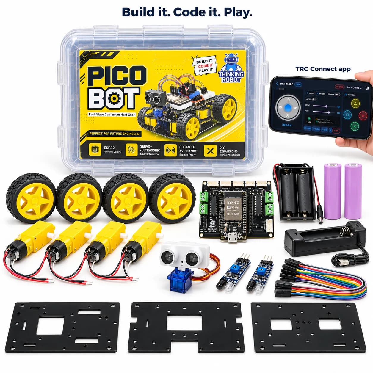 PICO Bot | 4-Wheel Robot With |  ESP32 Edition | Thinking Robot Modular Robotics Kit