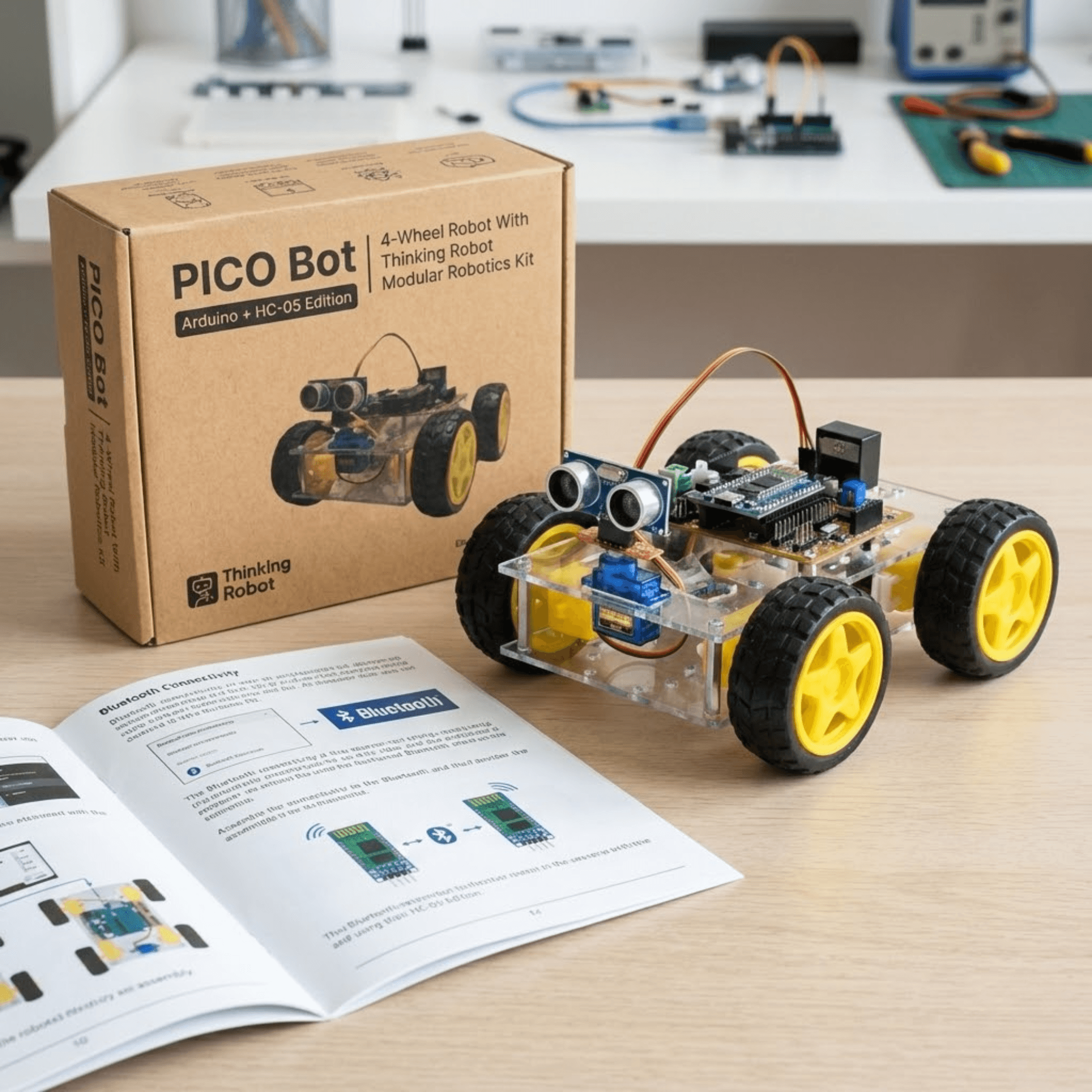 PICO Bot | 4-Wheel Robot With |  ESP32 Edition | Thinking Robot Modular Robotics Kit