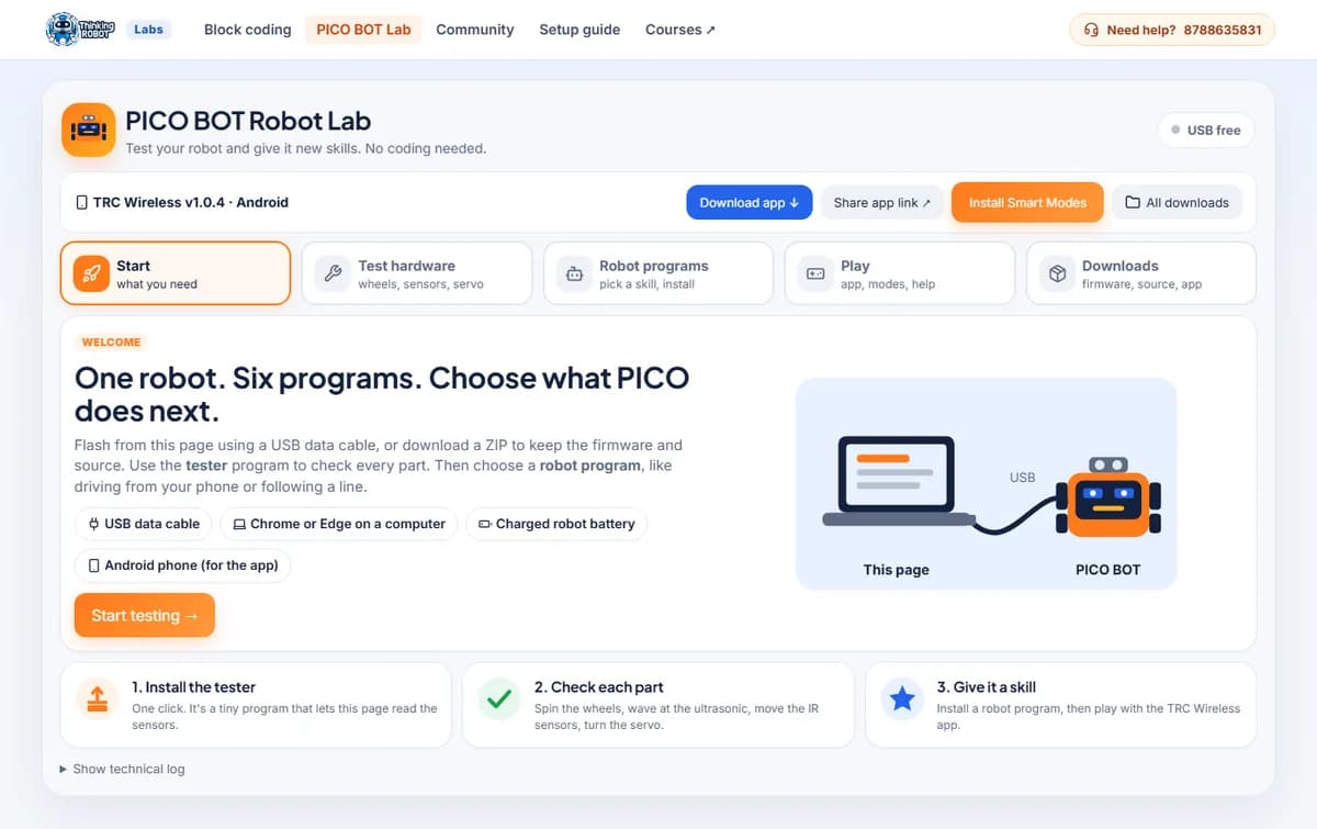 PICO BOT Robot Lab screenshot